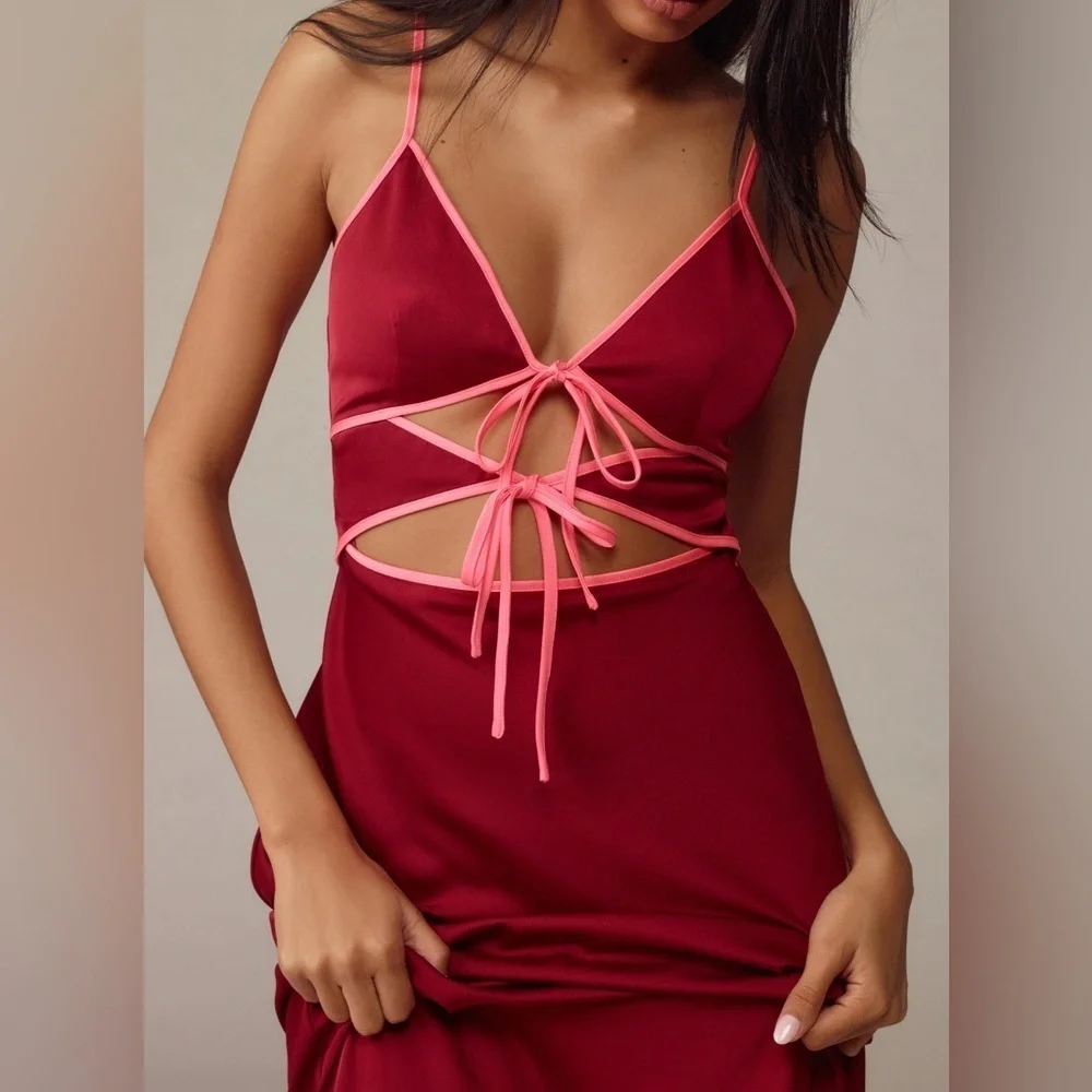 Anthropologie MISHA Ramira V-Neck Cutout Midi Dress - Picture 2 of 3